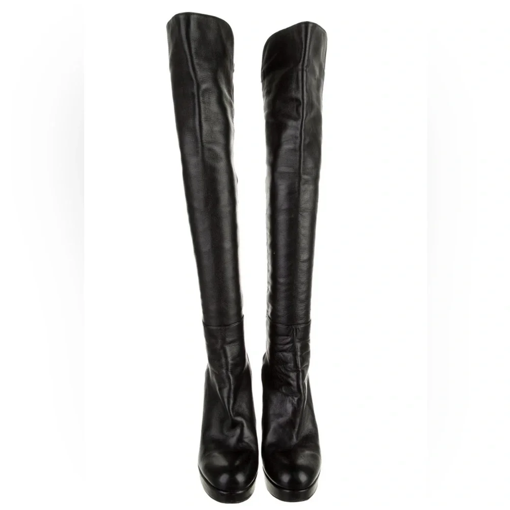 Stuart Weitzman Leather Knee-High Black Boots (US 9)